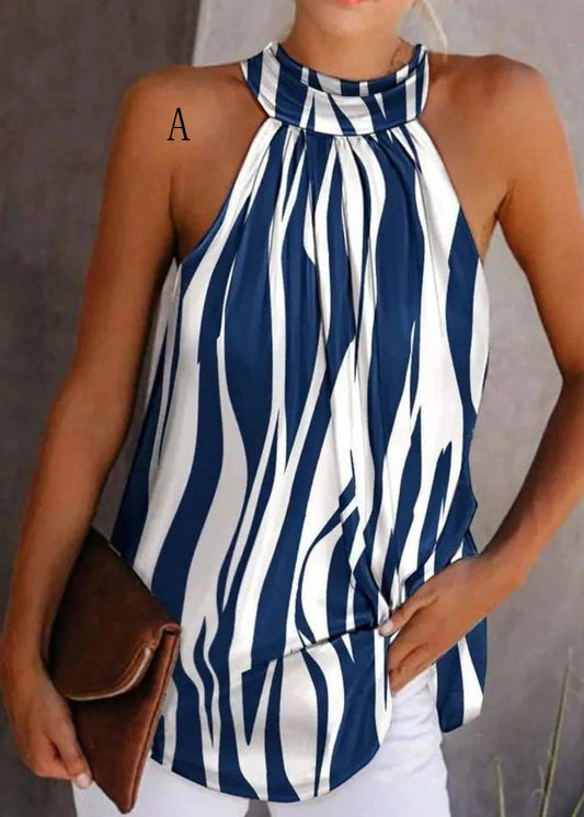 Print American Halter Top And Sleeveless European