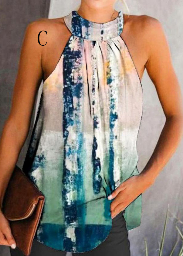 Print American Halter Top And Sleeveless European