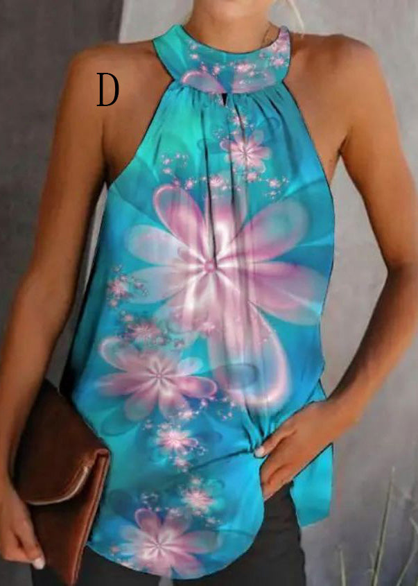 Print American Halter Top And Sleeveless European