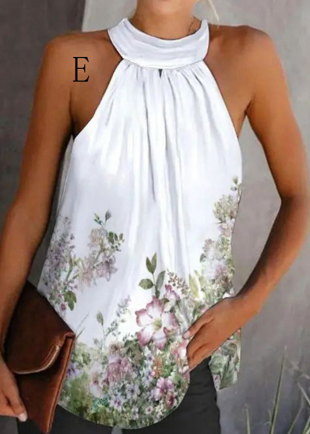 Print American Halter Top And Sleeveless European