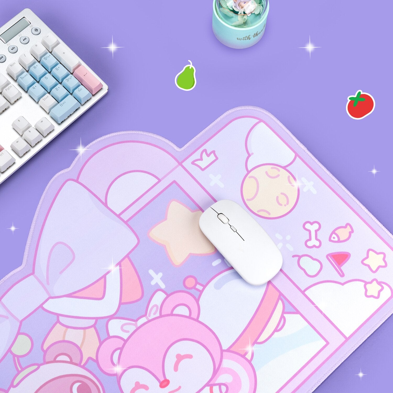 GG Sweet Animal Pastel Purple Desk Mouse Pad ON953 MK Kawaii Store