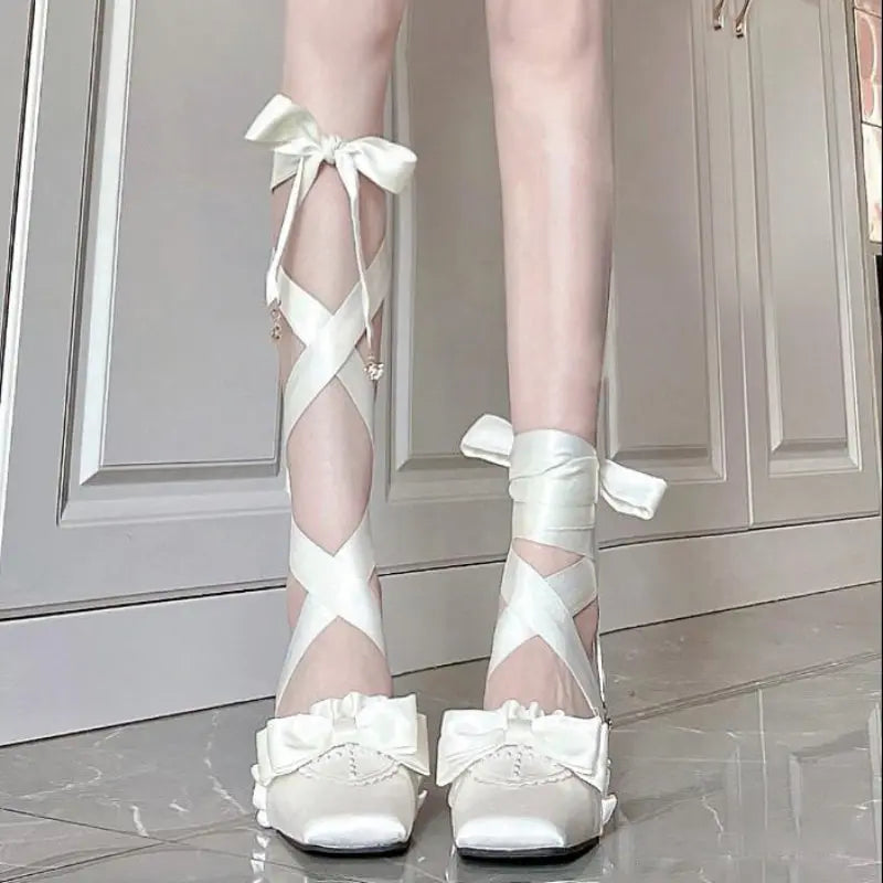 Kawaii Aesthetic Y2K Cute Fairy Fairy Lace-up Ballet Lolita Shoes MK Kawaii Store