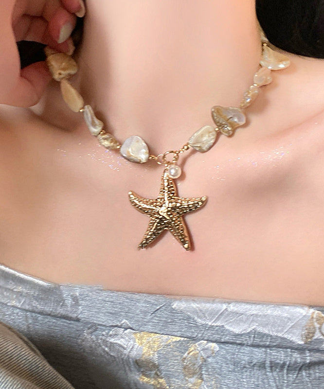 Shell Silver Starfish Fashion Sterling Blue Overgild Pendant Necklace