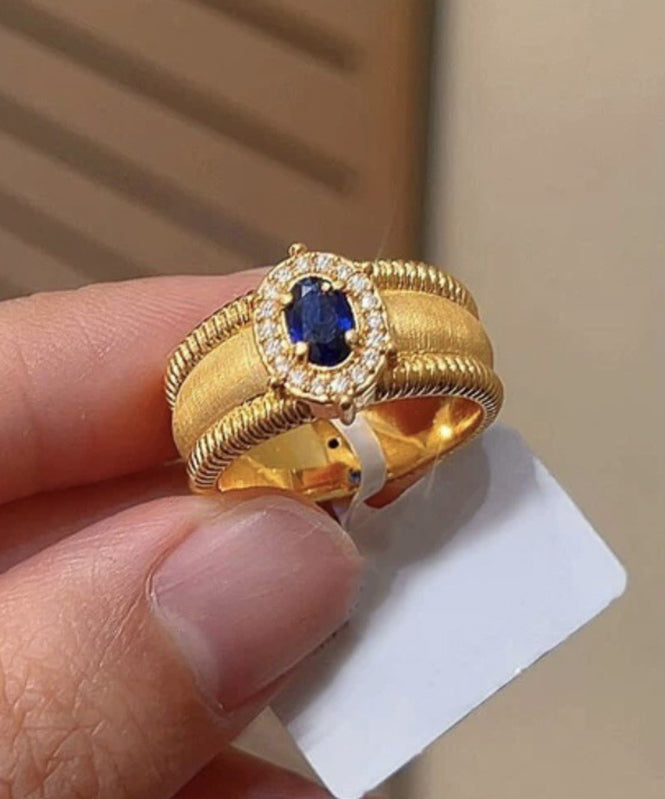 Gold Silver Open Zircon Rings Overgild Fashion Sterling