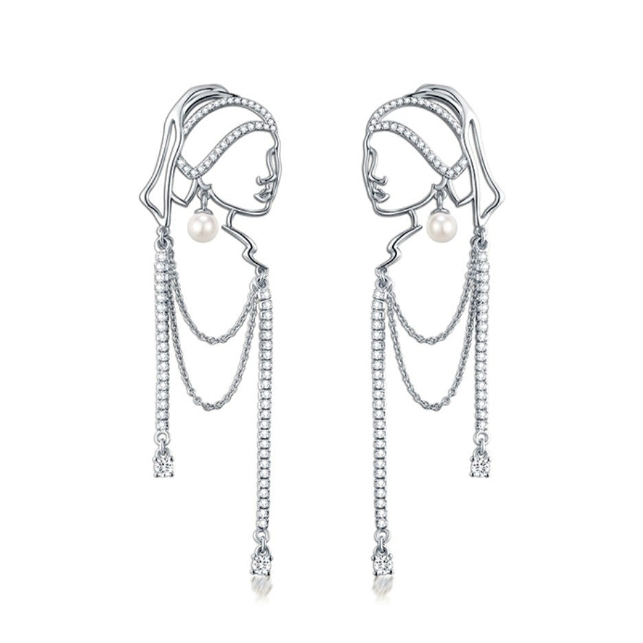 Pearl Girl Outline Earrings