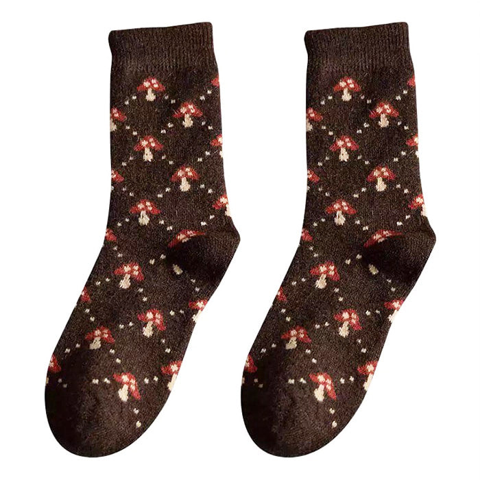 Dark Brown Mushroom Socks