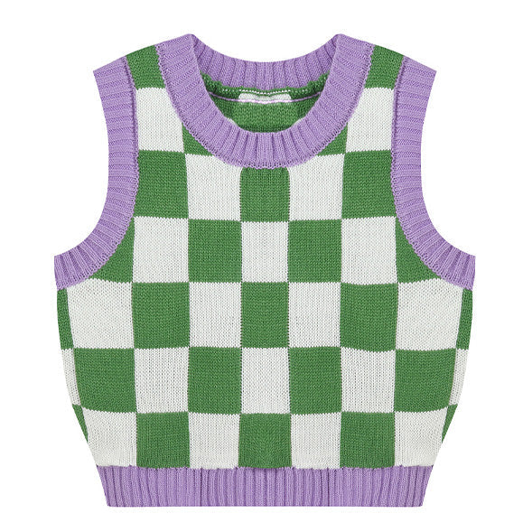 Green Lavender Checkered Vest