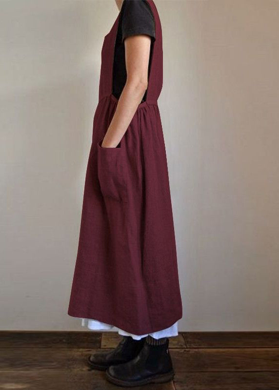 Handmade Neck Black Patchwork NeckU U Pockets Summer Maxi Dresses