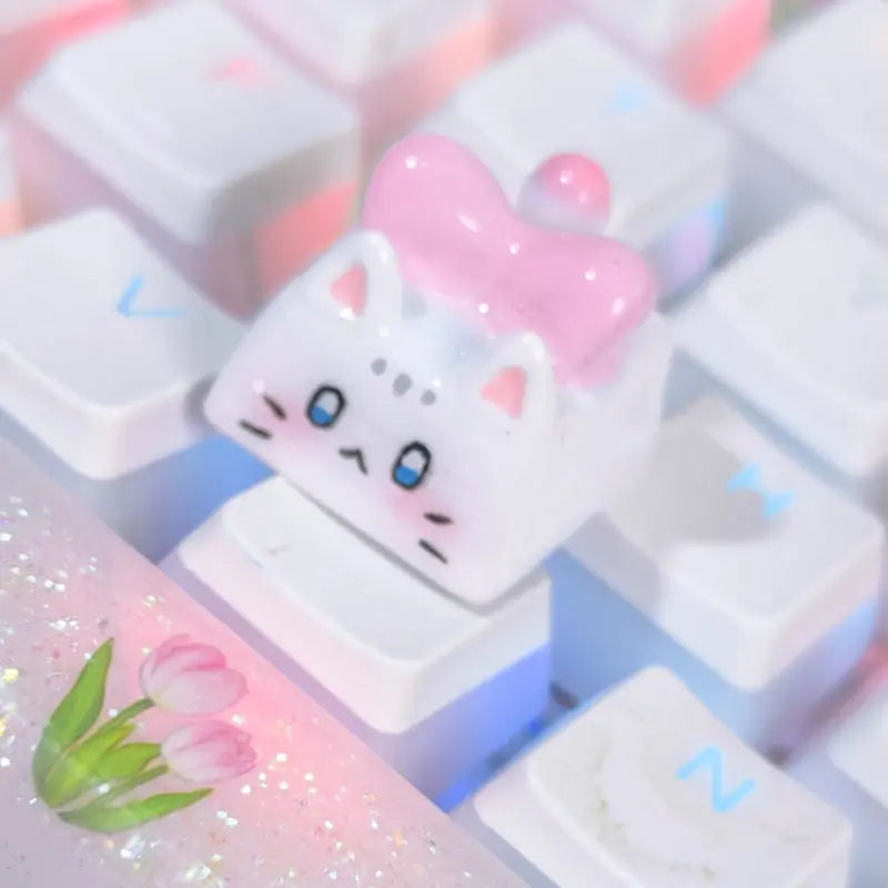 Kawaii Aesthetic Y2K Cute Fairy Individual Cute 3D Cat KeyCap - Kimi MK Kawaii Store