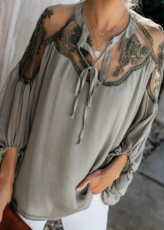 Top Patchwork Italian Tulle Green Army Fall Chiffon