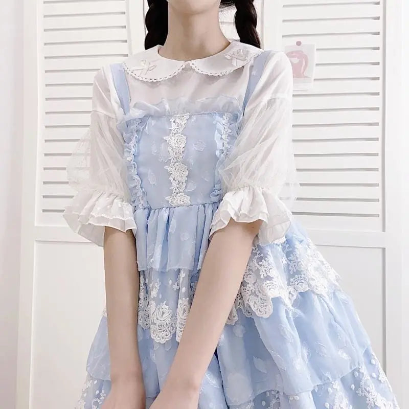 Blouse Lolita accentuée en tulle princesse Kawaii