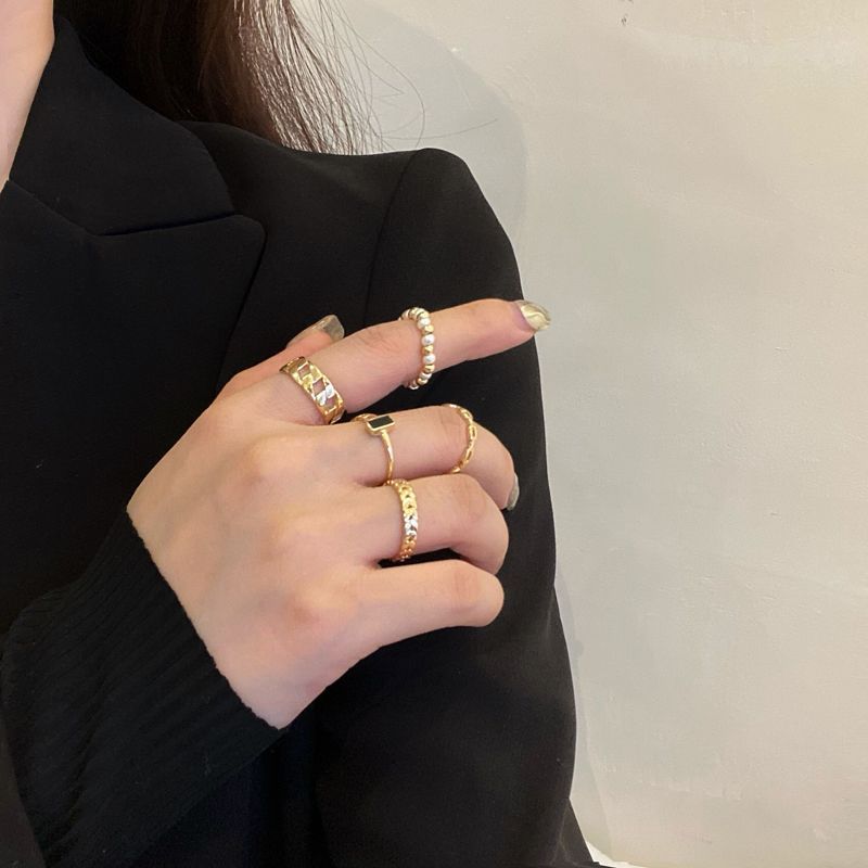 / of Alloy 5: designs) Set Ring (various Pearl Faux