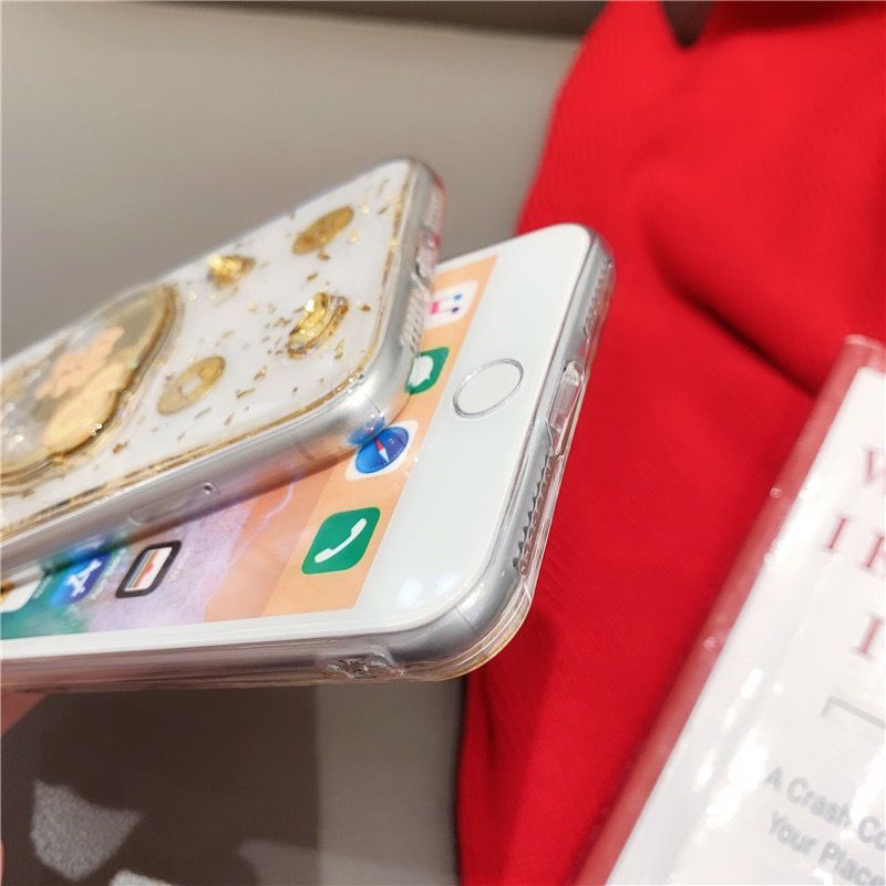 Chinese Characters Gold Leaf Transparent Phone Case