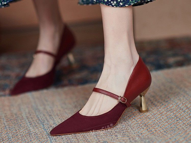 Pointy-Toe Mary Stiletto Heel Jane Pumps