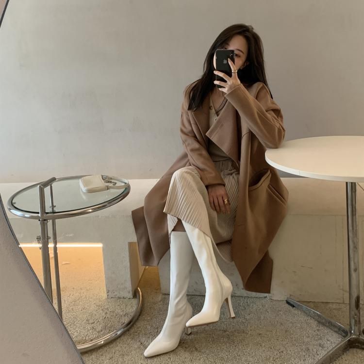 Heel Pointy-Toe Tall Boots Chunky