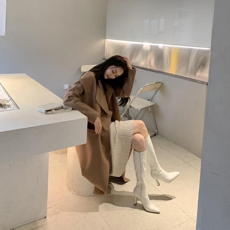 Heel Pointy-Toe Tall Boots Chunky