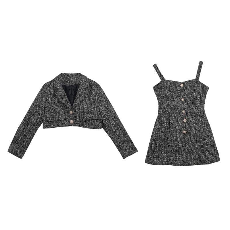 Set: Mini Tweed A-Line Dress + Cropped Blazer