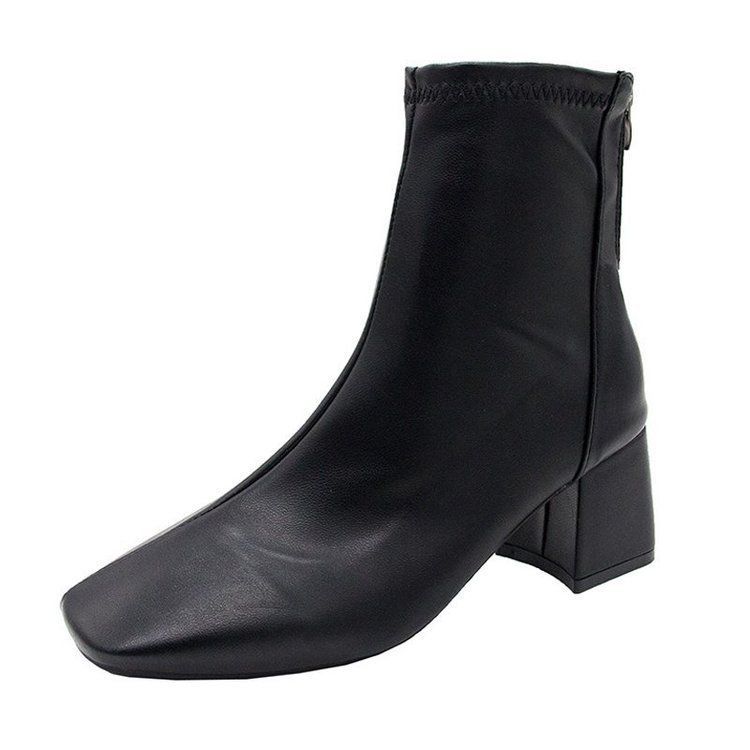 Short Plain Heel Boots Chunky