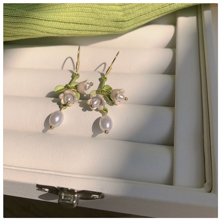 / Flower Bracelet Necklace Pearl Earring Hook Faux Stud