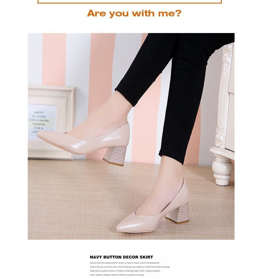 Pointy-Toe Pumps Chunky-Heel