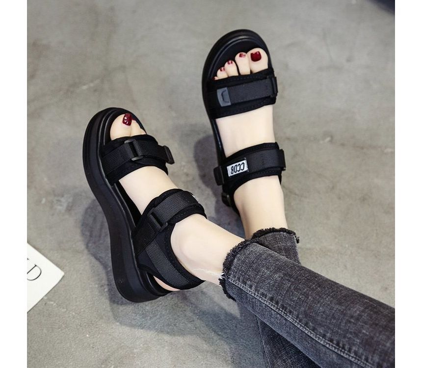 Adhesive Platform Strap Sandals Wedge Heel