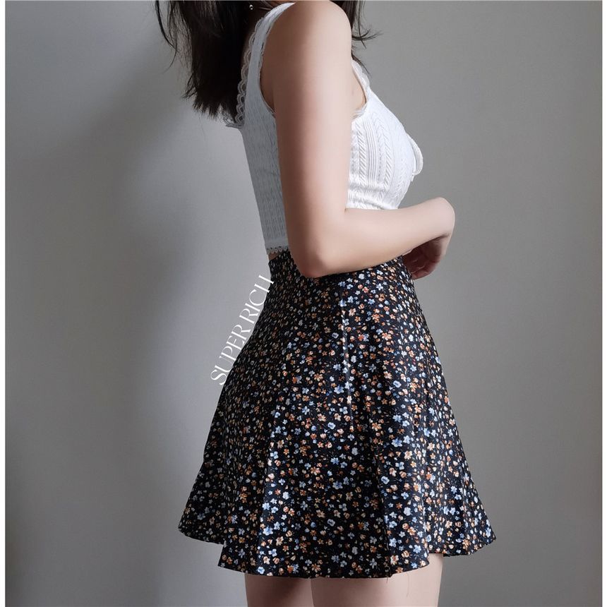 Print Mini Floral Skirt A-Line