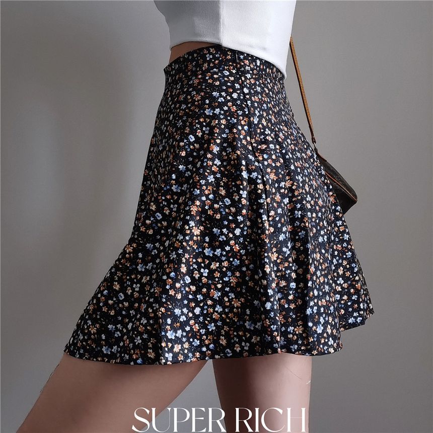 Print Mini Floral Skirt A-Line