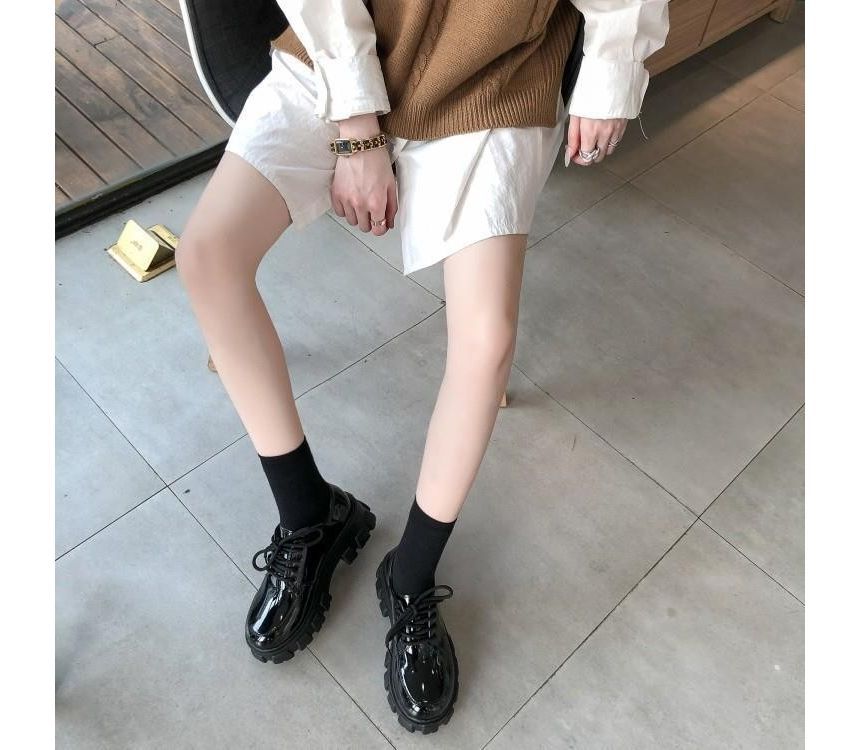 Lace-Up Patent Platform Shoes