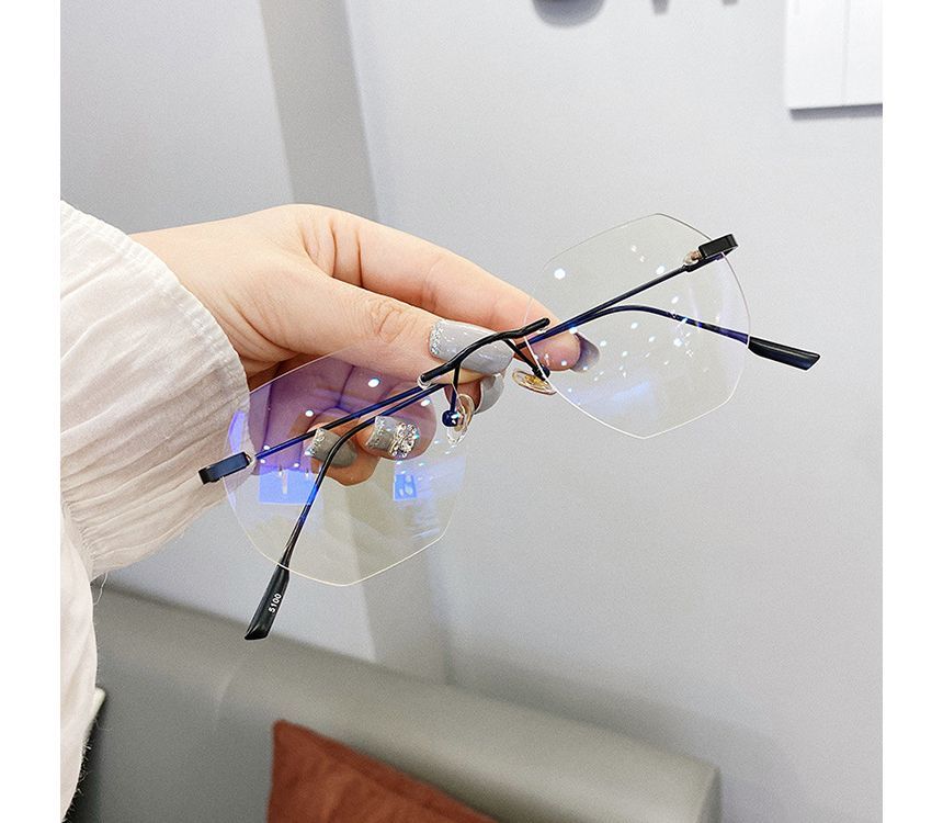 Filtering Rimless Light Blue Glasses