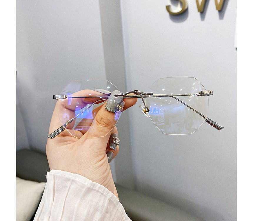Filtering Rimless Light Blue Glasses