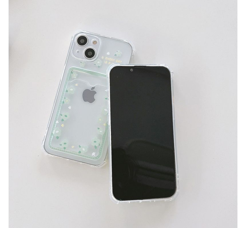 Card Holder Phone / Print Transparent Flower Case Heart
