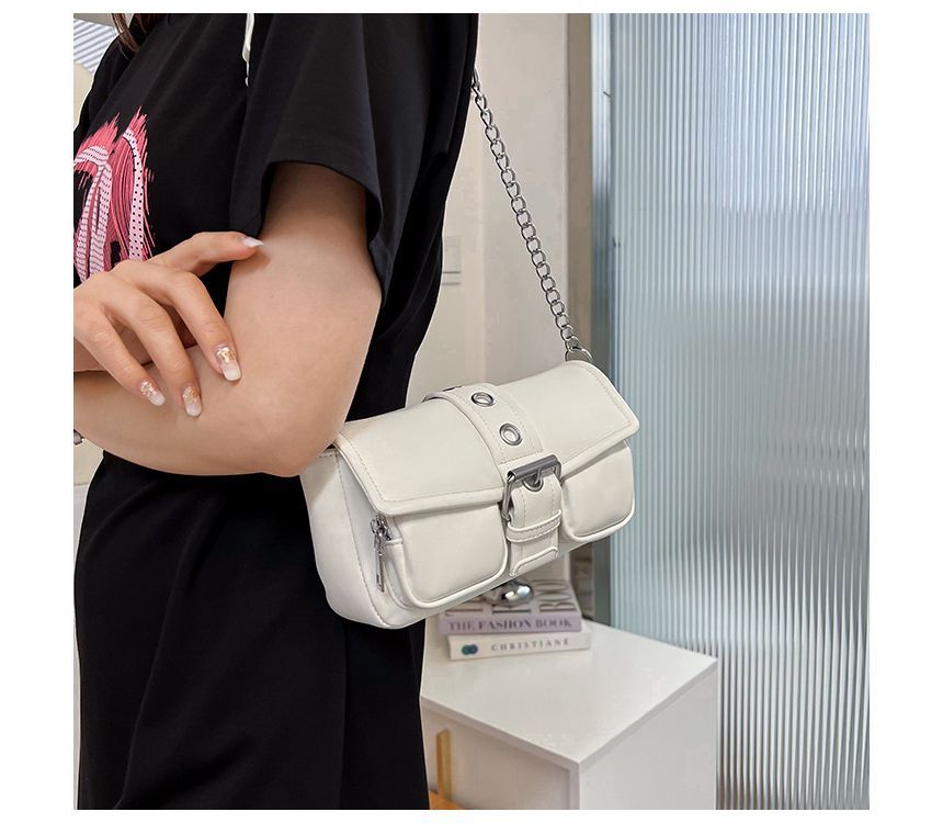 Shoulder Buckled Strap Chain Bag