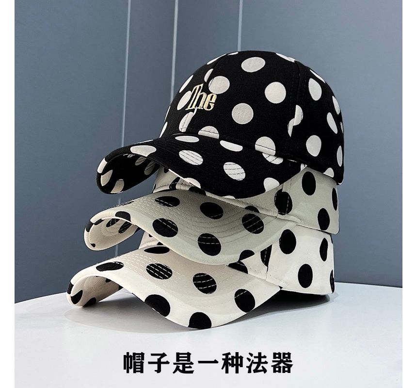 Embroidered Cap Lettering Baseball Polka Dot