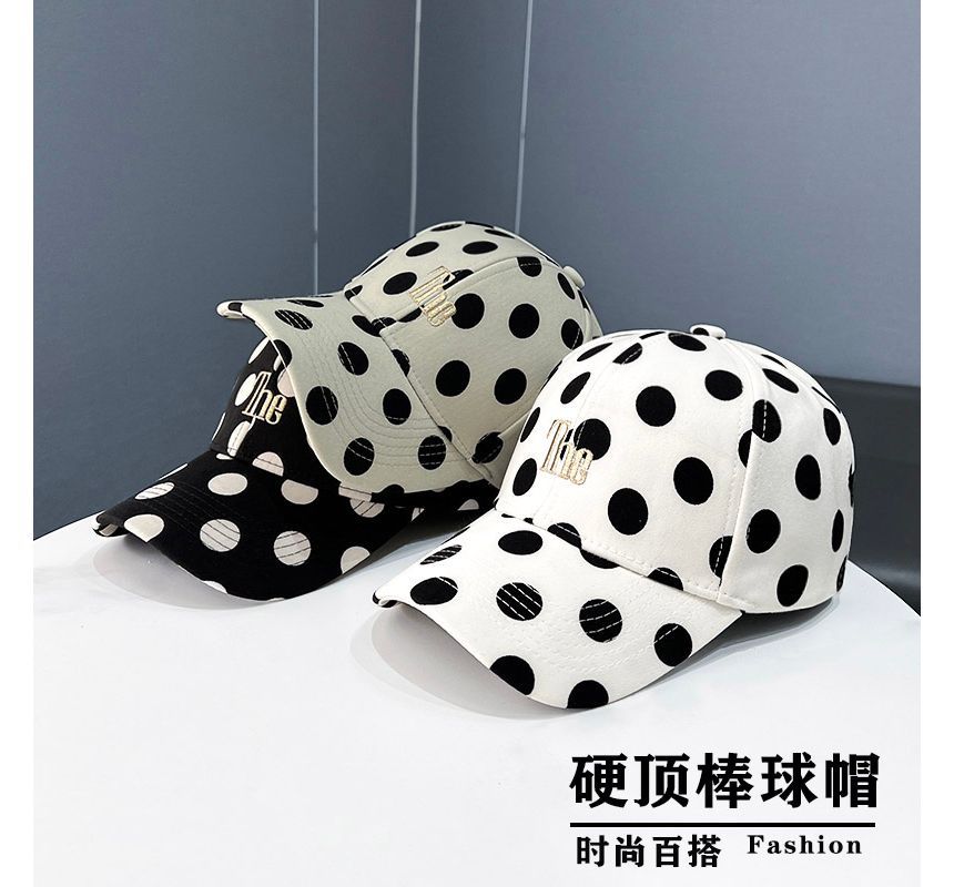 Embroidered Cap Lettering Baseball Polka Dot