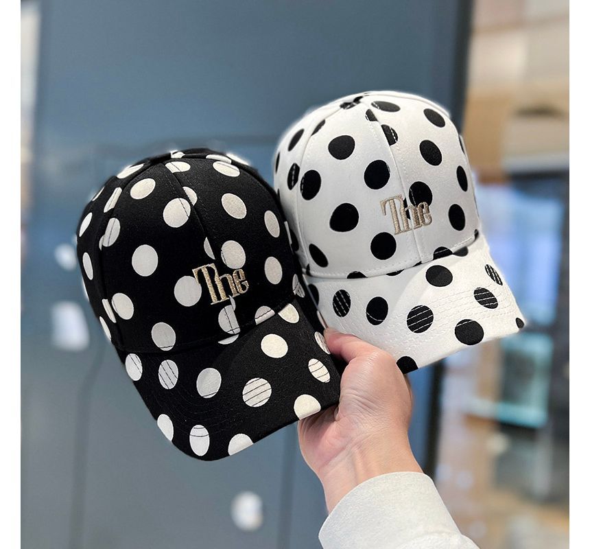 Embroidered Cap Lettering Baseball Polka Dot