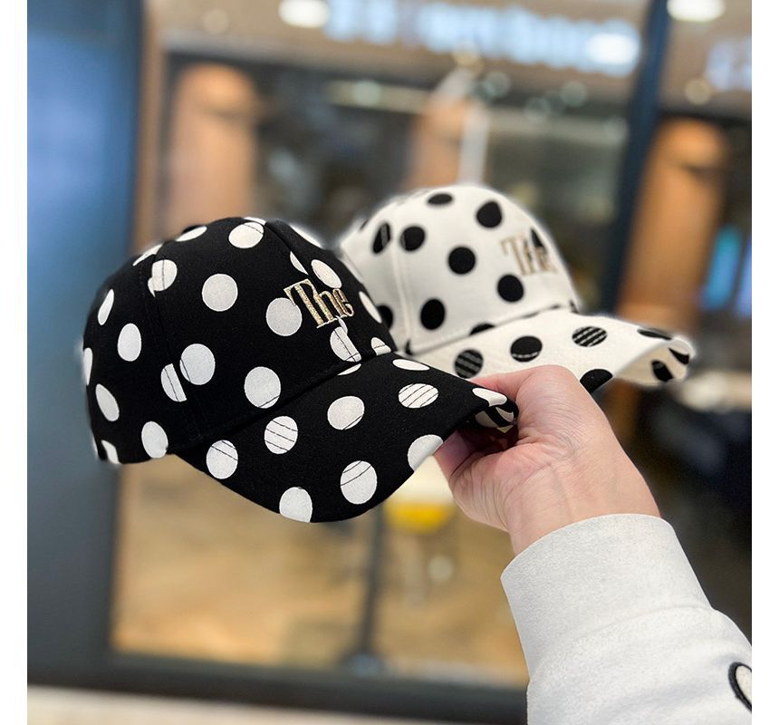 Embroidered Cap Lettering Baseball Polka Dot