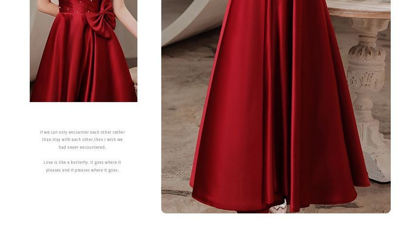 Designs) A-Line (Various Puff-Sleeve Embellished Dress Bow Prom