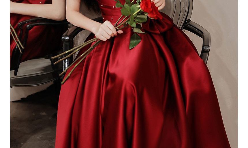 Designs) A-Line (Various Puff-Sleeve Embellished Dress Bow Prom