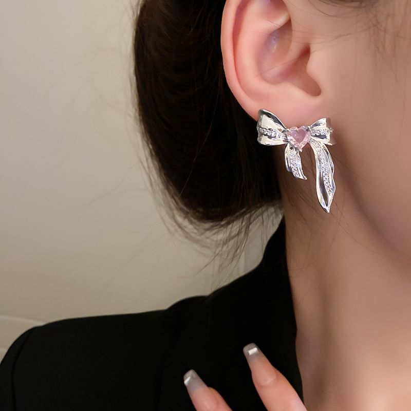 (various Rhinestone Heart Bow designs) Earring Alloy /