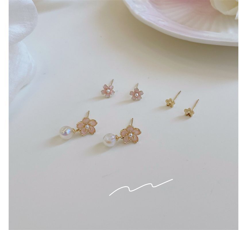 3 (various Earring Set: Pair Alloy Sakura designs)