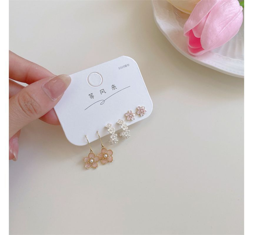 3 (various Earring Set: Pair Alloy Sakura designs)