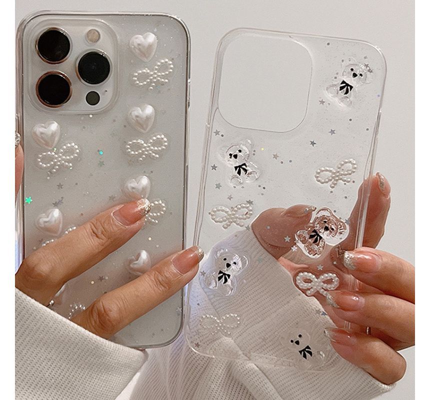Case Phone Heart Transparent Bow Bear /