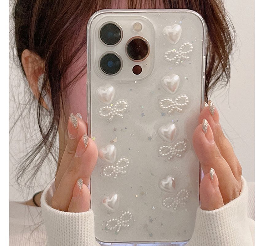 Case Phone Heart Transparent Bow Bear /