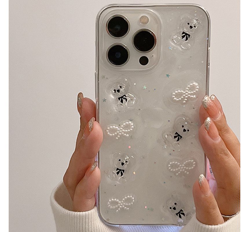 Case Phone Heart Transparent Bow Bear /