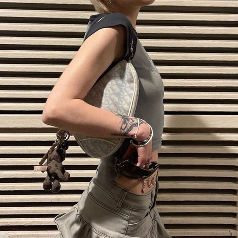 T-Shirt Print Graphic Cap-Sleeve Raglan