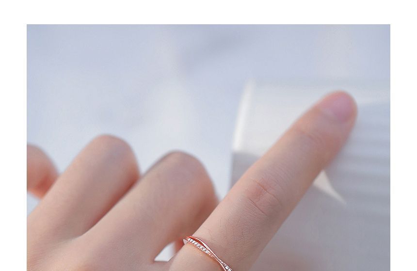 Layered Rhinestone Sterling Silver Open Ring