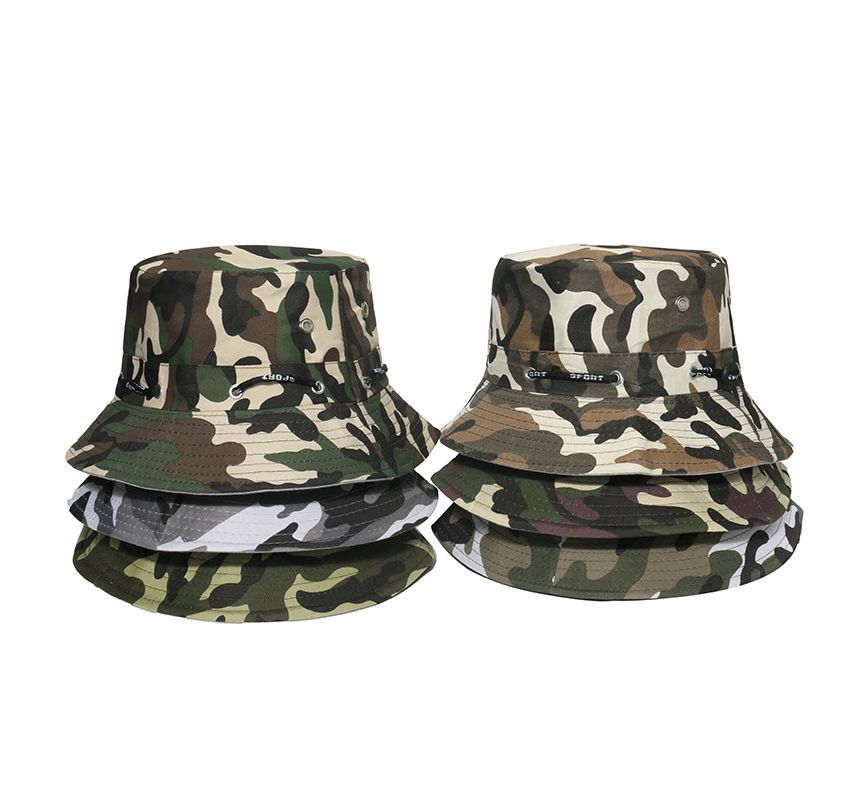 Camouflage Hat Print Plain Bucket /
