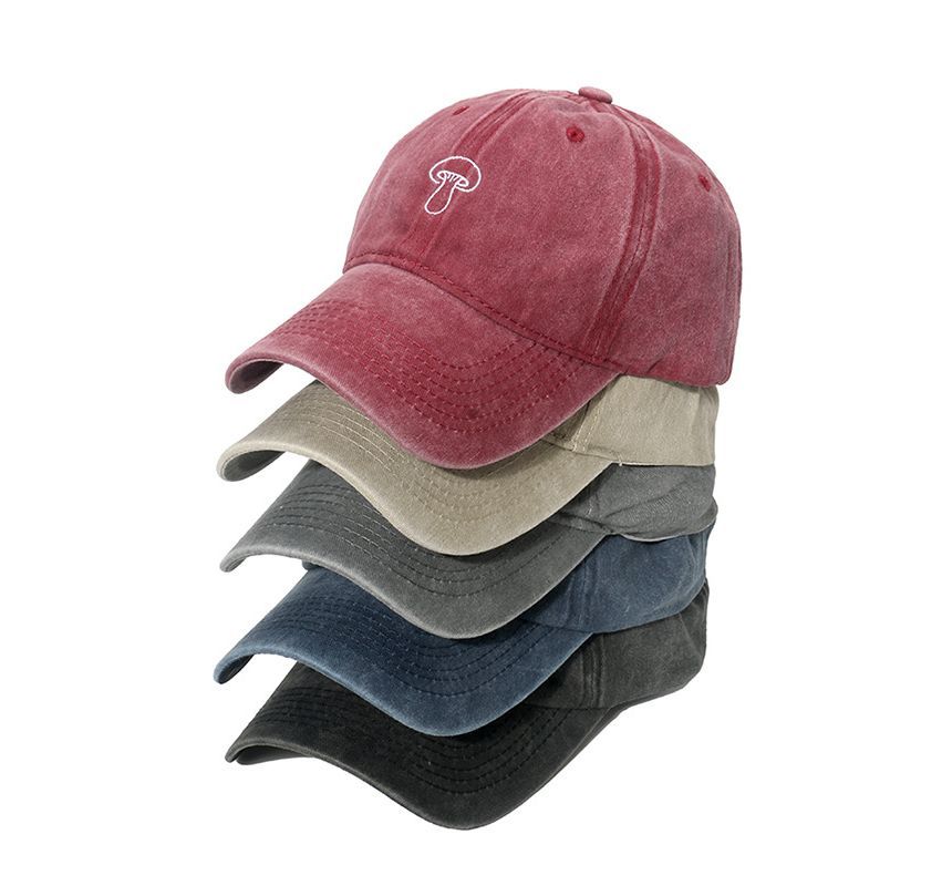 Denim Mushroom Hat Embroidered Bucket