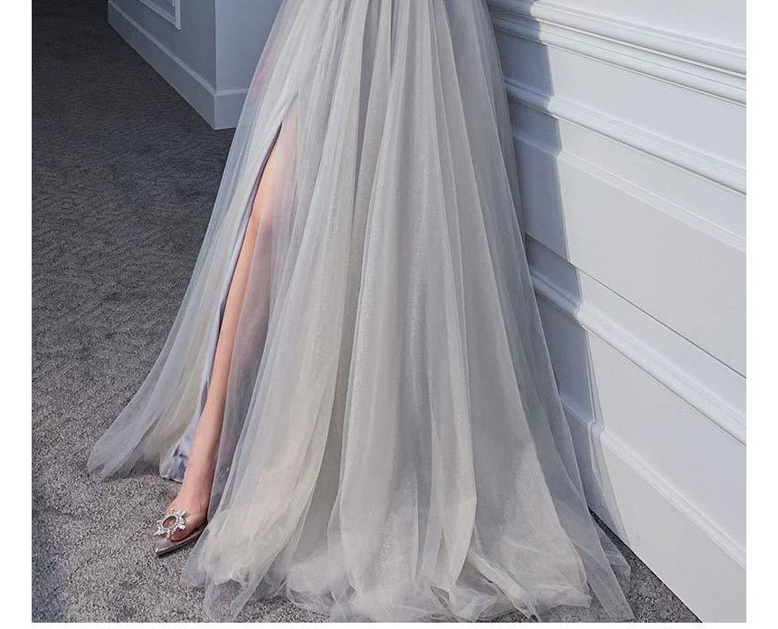 Evening Glitter V-Neck Gown A-Line