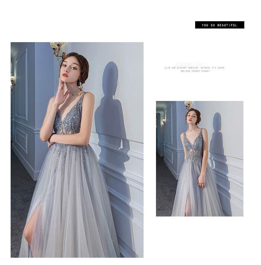 Evening Glitter V-Neck Gown A-Line